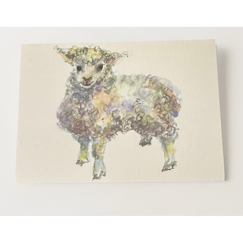 Vintage Oddballs Watercolor White Notecards - Baaa Lamb - Baby Shower  - 10 Pk